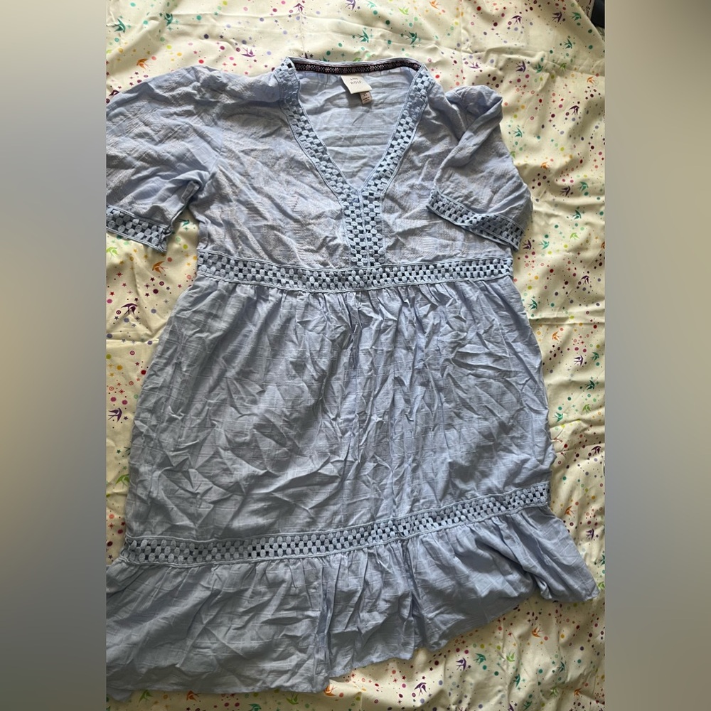 Baby blue embroidered dress with puff sleeves from Target